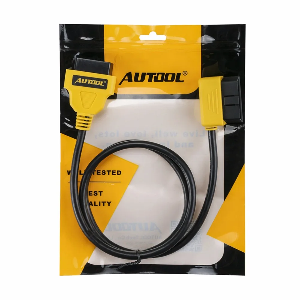 Автомобильный Удлинительный кабель AUTOOL OBD2 100 см 16 контактный разъем изогнутый