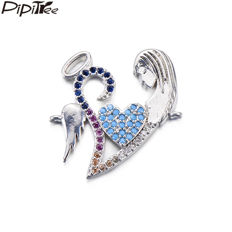 Pipitree красочные кубического циркония Любовь Сердце амулеты fit Браслет Ожерелье