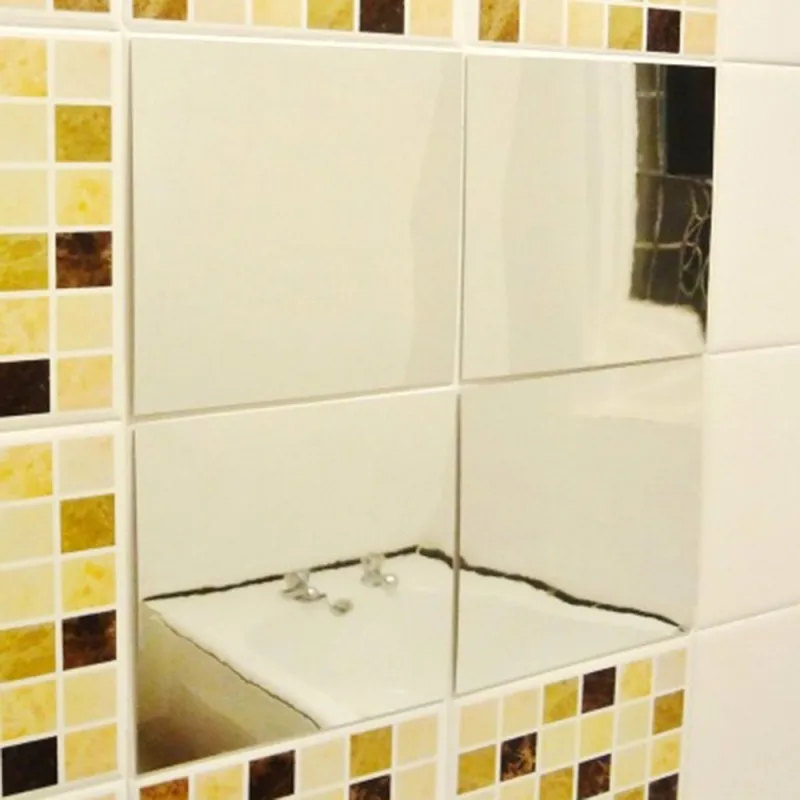 OULII 16 шт. 15x15 см DIY самоклеющиеся зеркальные наклейки на стену квадратная Наклейка