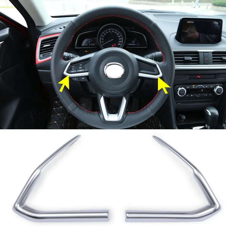 

Auto accessories ABS Chromed steering wheel trim moulding 2pcs For Mazdas 3 AXELA M3 2017 2018