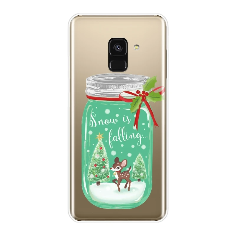 Рождественская елка олень задняя крышка для Samsung Galaxy A6 A8 Plus 2018 A5 A7 Мягкий