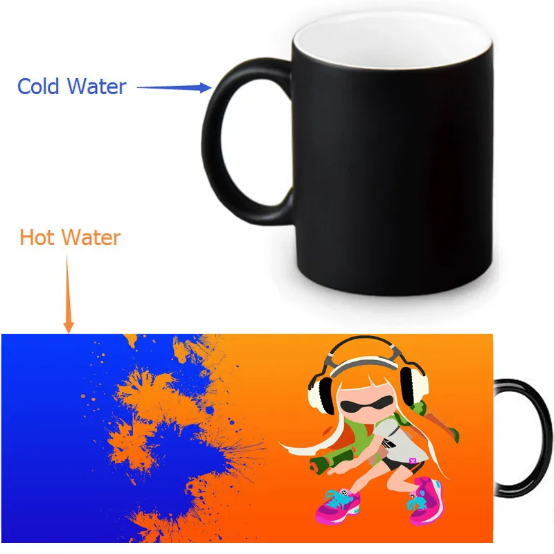 Splatoon 350ml/12oz Heat Reveal Mug Color Change Coffee Cup Sensitive Mugs Magic Milk Tea Cups | Дом и сад