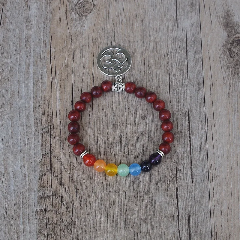 Деревянные бусины браслет с чакрами OM Mala тибетский буддизм женские и мужские