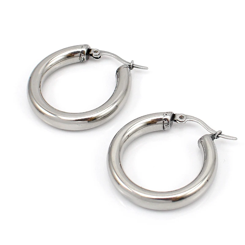 New Arrival Circular Hoop Earrings Smooth Exaggerated Steel Color Jewelry for Office Lady Boy Present | Украшения и аксессуары