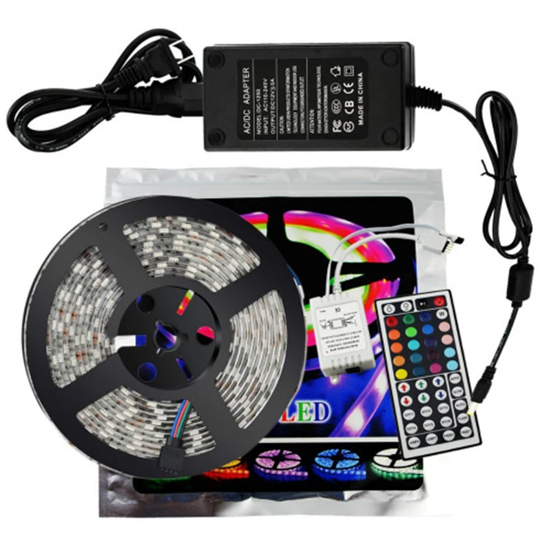 xtf2015 LED RGB Strip Light 5050 Chip DC12V 60LEDs/m Flexible Waterproof IR Remote Control Lights 5m/lot | Лампы и освещение