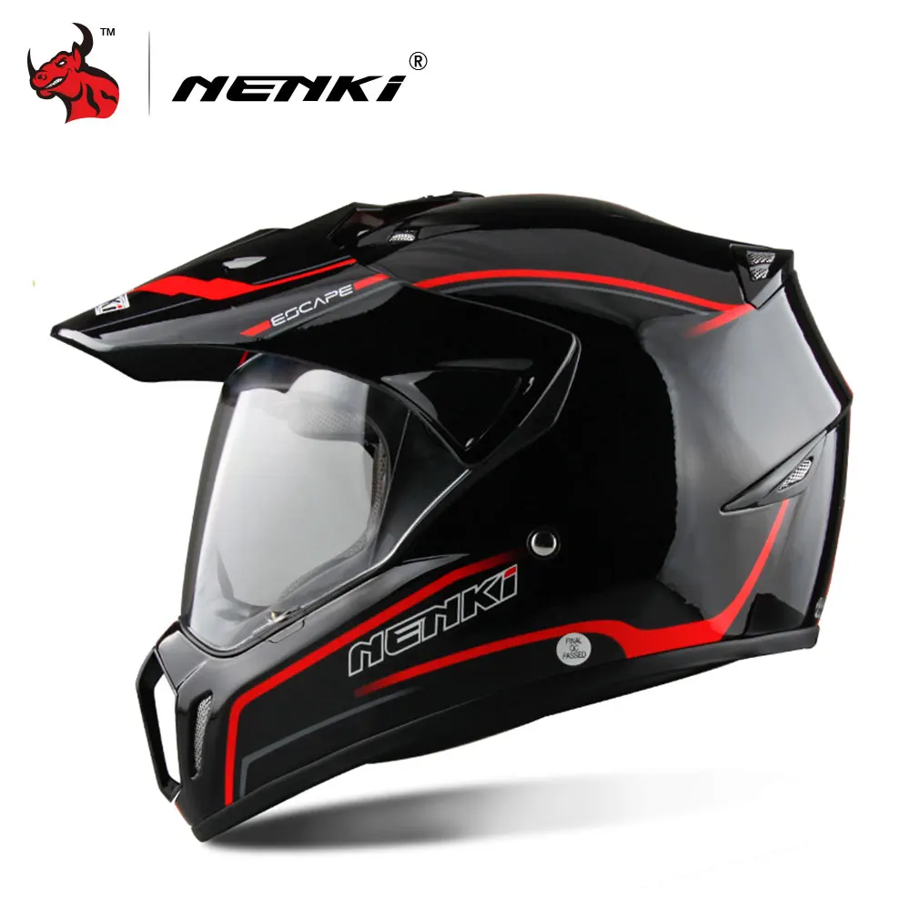 310 black red NENKI Полнолицевой мотоциклетный шлем для мужчин, мотоциклетный шлем для мотокросса, мотоциклетный шлем для кросса, для спуска по бездорожью, мужской шлем Casco Moto DOT, 5 цветов - Цвет: 310 black red