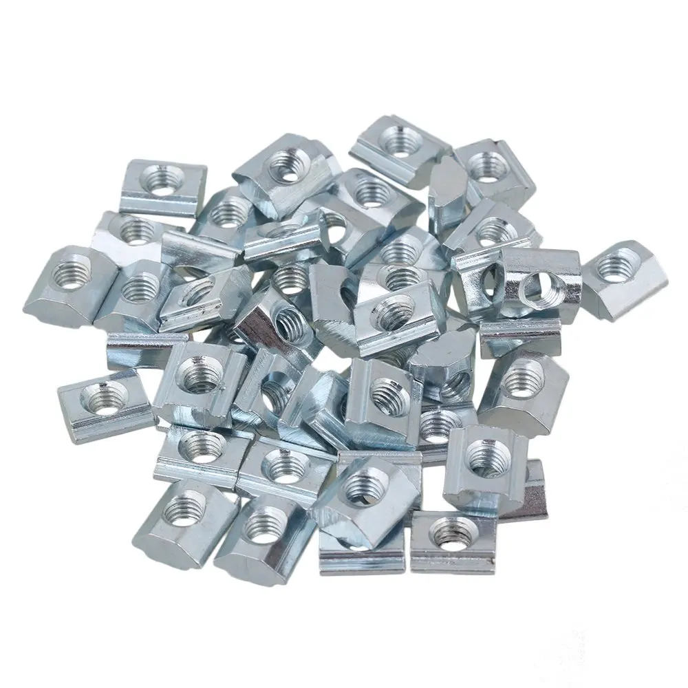 

Silver European Standard 20 Series Aluminum Slot Carbon Steel Half Round Roll In Sliding T Slot Nut with M5 Thread Pack of 50
