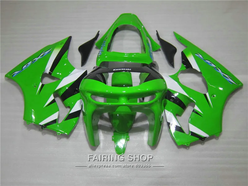 Высокое качество Пластик обтекатель комплект для Kawasaki ZX6R 1998 1999 98 99 Зеленый Черный