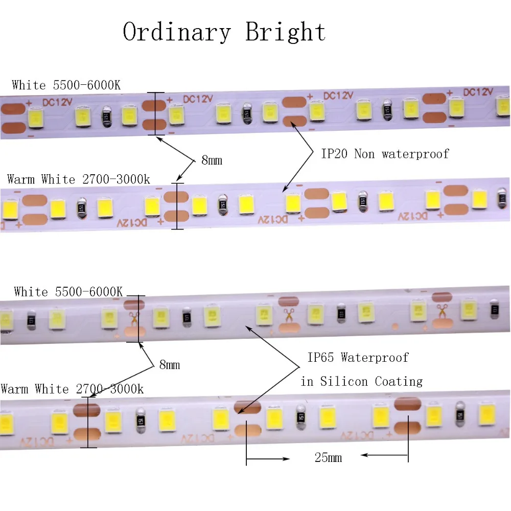 Высокая яркость 5 м 2835 3528 SMD светодиодный s/M 120 s/5m Nature neuter белый теплый гибкая