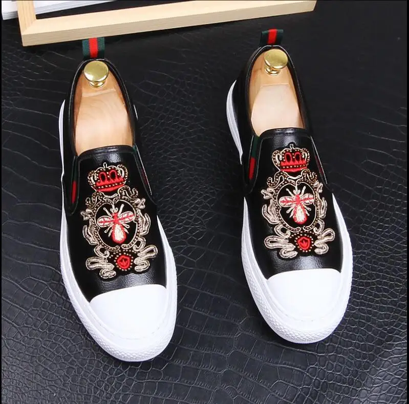 NEW Luxury embroidery bees Casual Shoes Men Loafers Slip on High Quality Designer Shoes Men Moccasins Sneaker Footwear Male