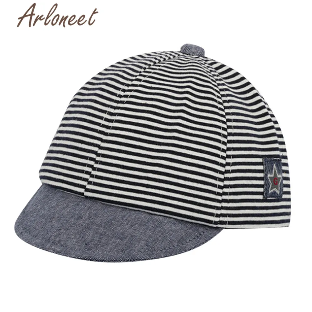 ARLONEET Fashion Baby hat Boys Girls Letter sun Eaves Baseball Cap Striped print Unisex Cotton 2019 New summer Snapback Hat | Детская