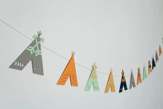 Украшения для вечеринки TeePee Garland детский племенный банер дня рождения крещения