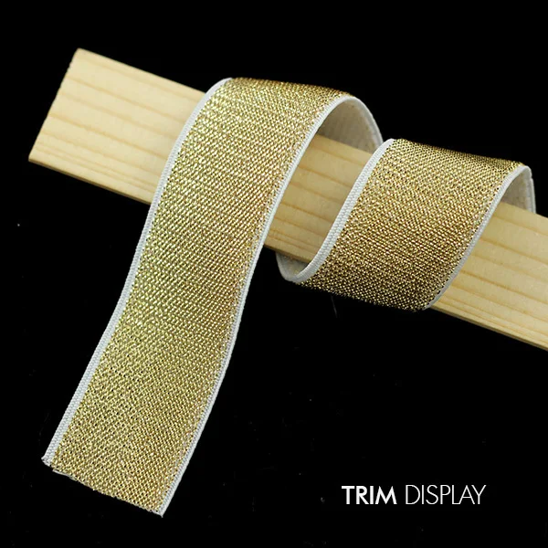 25 мм Золотая эластичная односторонняя лента отделка ткань для тканевого ремня 40
