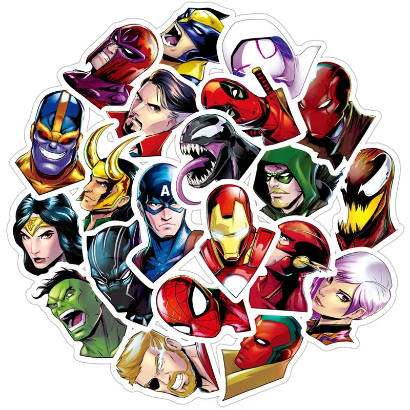 50 шт. Marvel аниме высокого качества наклейки ноутбук скейтборд Стикеры для багажа водонепроницаемый Забавный Человек-паук ПВХ