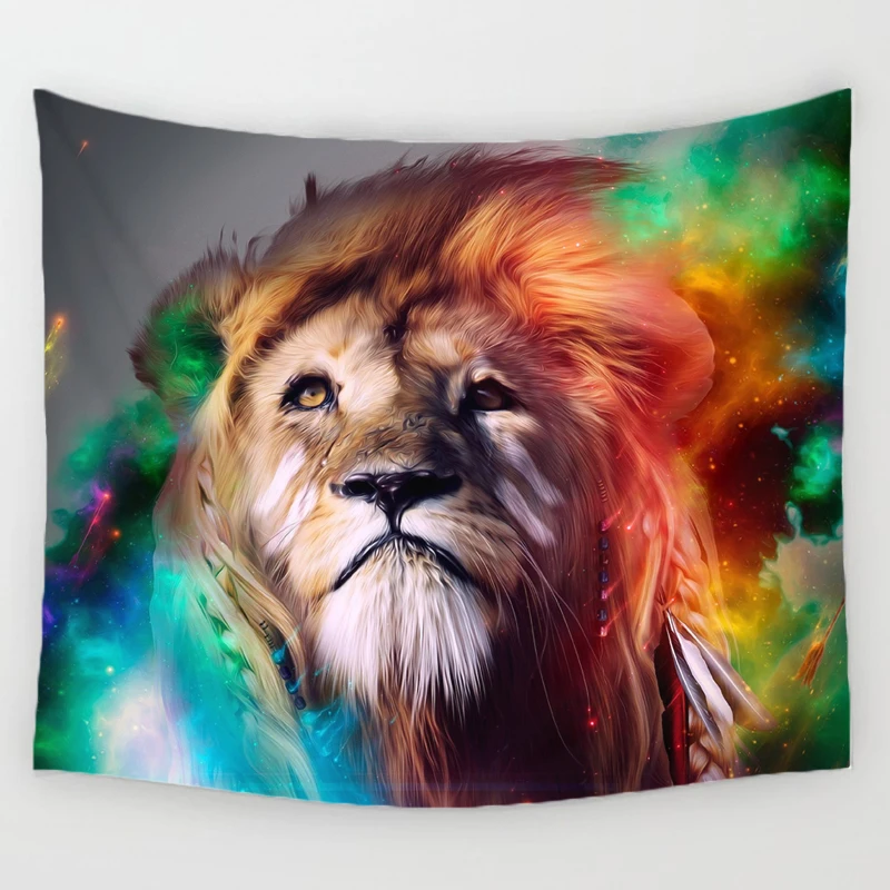 DecorUhome 1 шт. 100% полиэстер Лев масла гобелен 3D освещение ревущий взгляд повесить