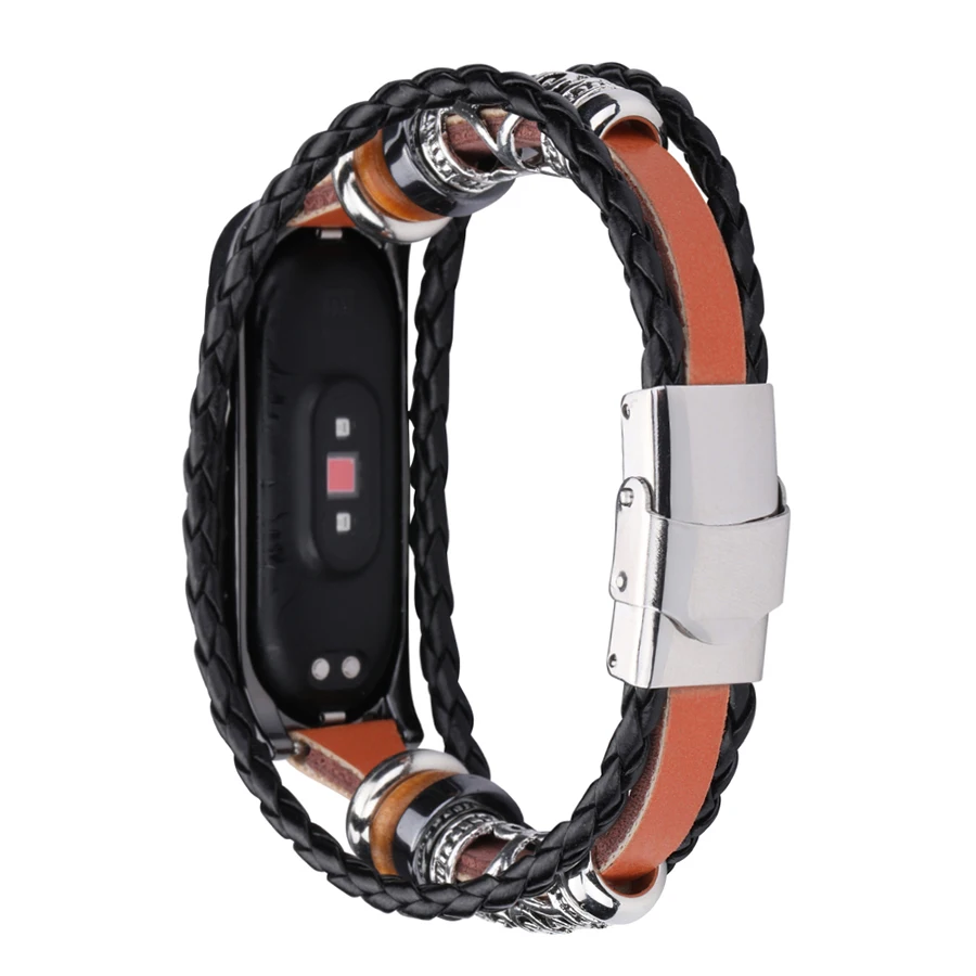 Ремешок на запястье для mi Band 4, плетеный браслет из искусственной кожи в стиле ретро для Xiaomi mi Band 4, аксессуары для часов, ремешок для mi Band 4