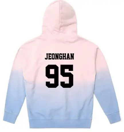 KPOP Seventeen 17 Кепка Толстовка градиентного цвета Свитшот унисекс HOSHI пальто - Цвет: Слоновая кость