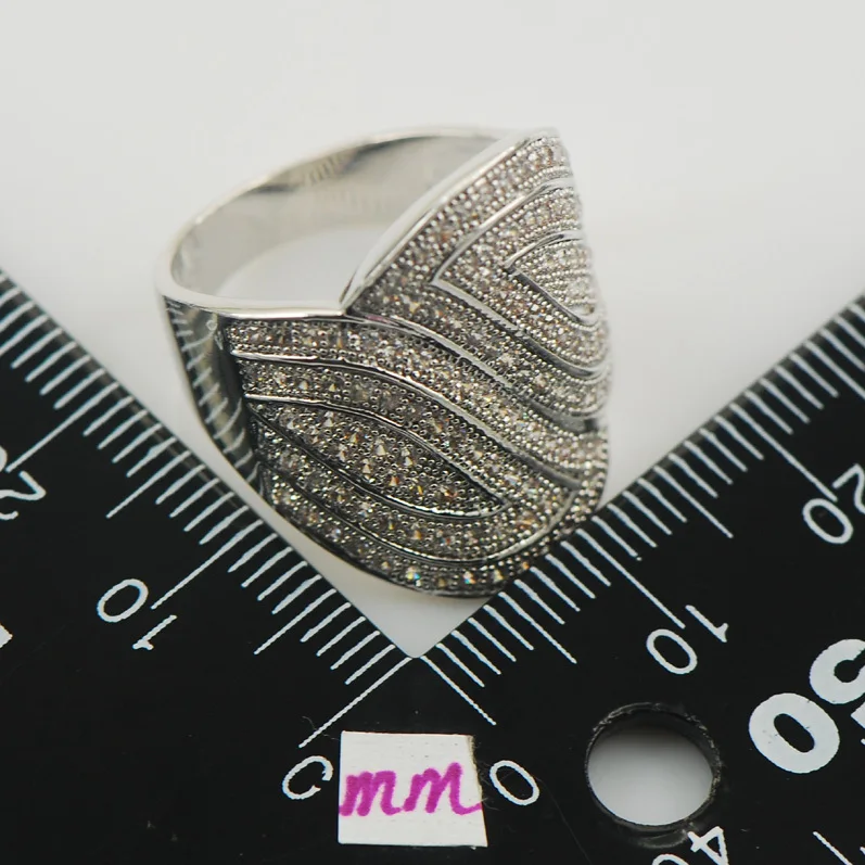 Micropave Белый Хрустальный циркониевый кольцо из стерлингового серебра 925 Размеры 6 7 8 9 10 11 A07