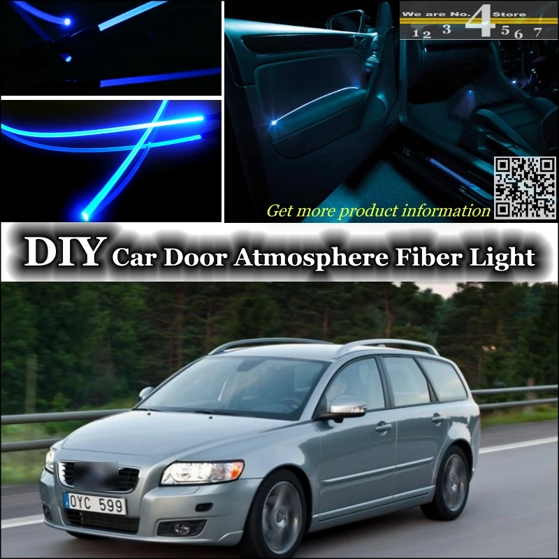 interior Ambient Light Tuning Atmosphere Fiber Optic Band Lights For Volvo V50 Inside Door Panel illumination Not EL light Refit |