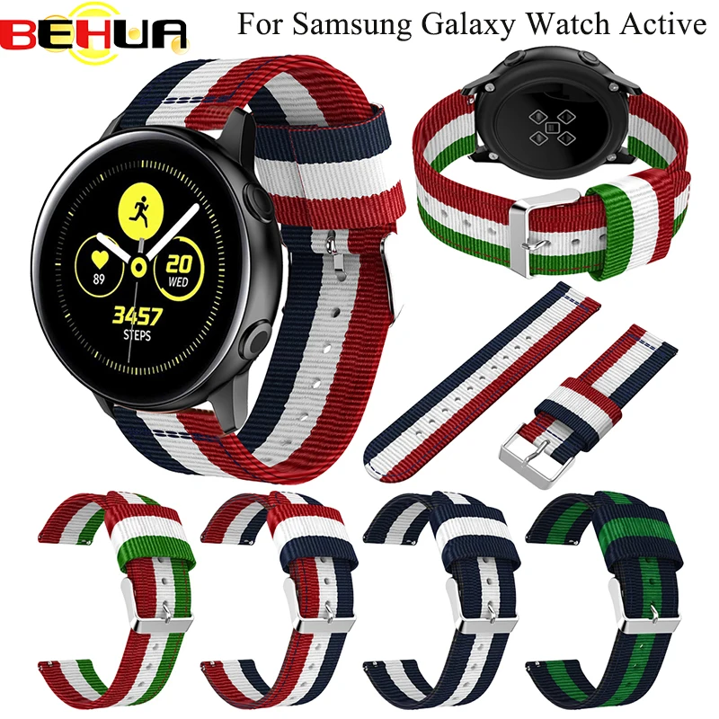 Ремешок нейлоновый для смарт часов Samsung galaxy watch Active 42 мм браслет Huami Bip PACE Lite Youth 20