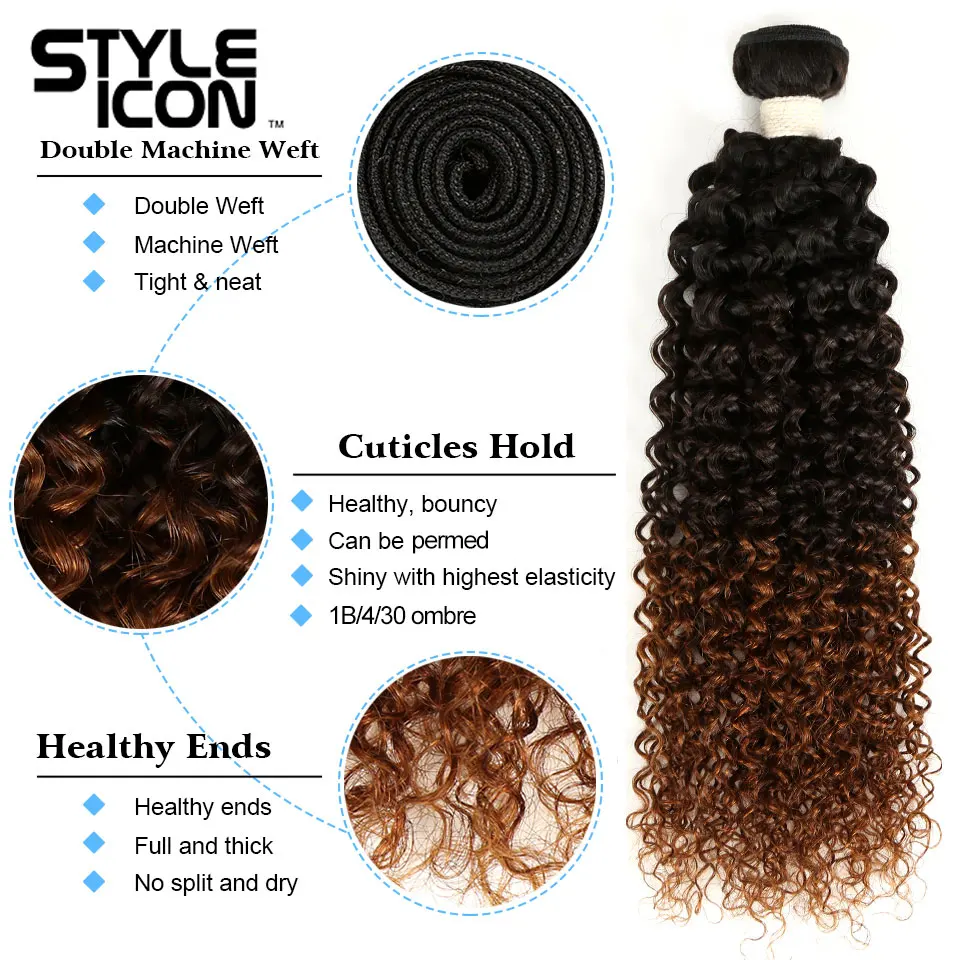 Styleicon кудрявые волнистые пучки 1B/4/30 перуанские вьющиеся волосы волос Цветной три