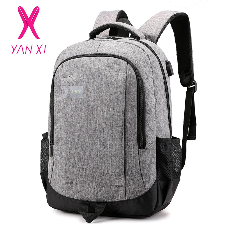 Рюкзак YANXI для мужчин с защитой от кражи и usb-зарядкой школьный рюкзак подростков