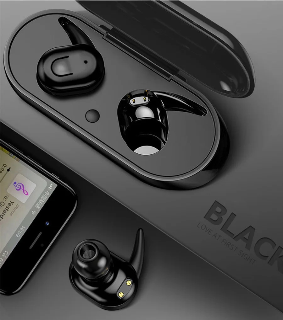 Black Вы первый Bluetooth 5,0 TWS Bluetooth наушники беспроводные наушники с зарядным устройством гарнитура с микрофоном для телефона - Цвет: Black