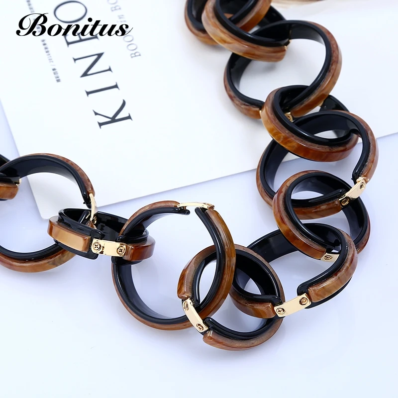 [Bonitus ювелирный магазин] NewArrival модные массивные винтажные ожерелья из полированного пластика Lucite для женщин на шею HOT06N3090