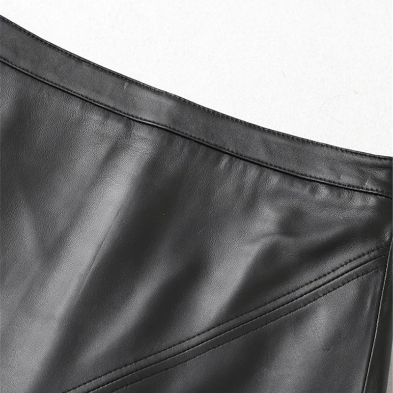 Tcyeek Genuine Leather Skirts Womens Black Real Sheepskin Mini Skirt Spring Autumn Short Faldas Mujer Moda 2020 LWL1594 | Женская одежда