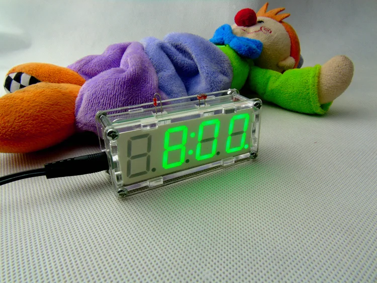 DIY Electronic Microcontroller Kit LED Digital Clock Time Thermometer +case+power supply cable free shipping + tracking number |