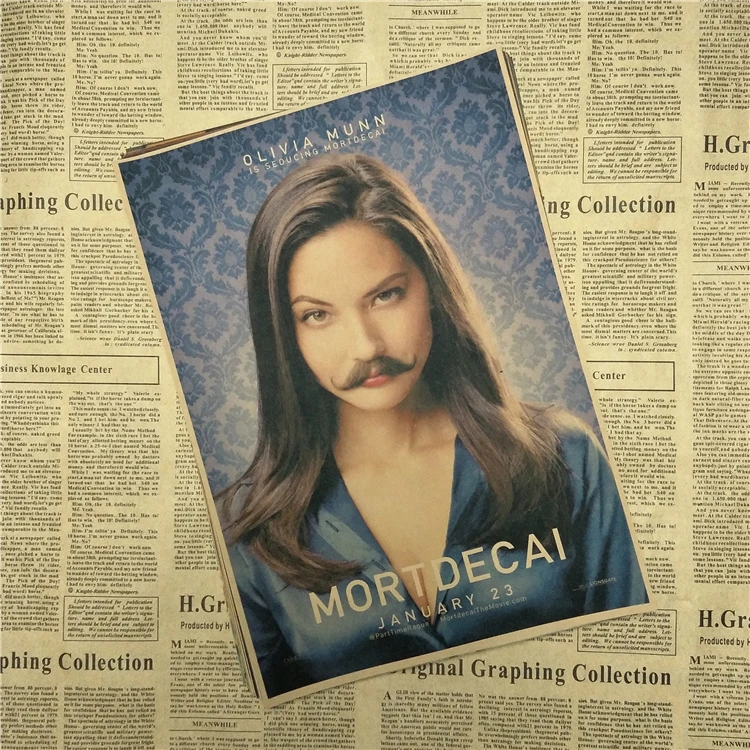 

Mortdecai core Vintage Movie Kraft Paper Poster Bar Cafe Living Room Dining room Wall Decorative Paintings