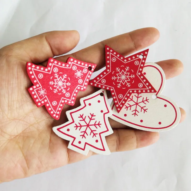 20 шт. 5 см рождественские украшения из натурального дерева подвесные снежинки