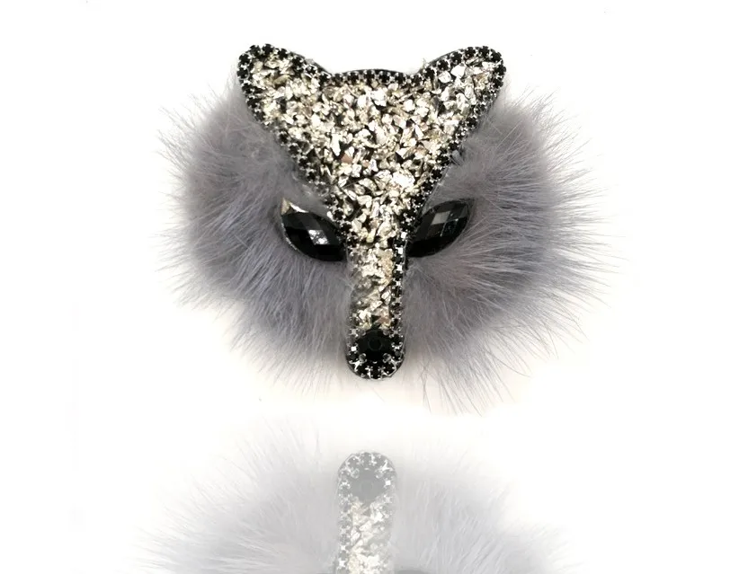 1 шт. брошь из меха кролика Стразы с лисьей головой бусины нашивки аппликация