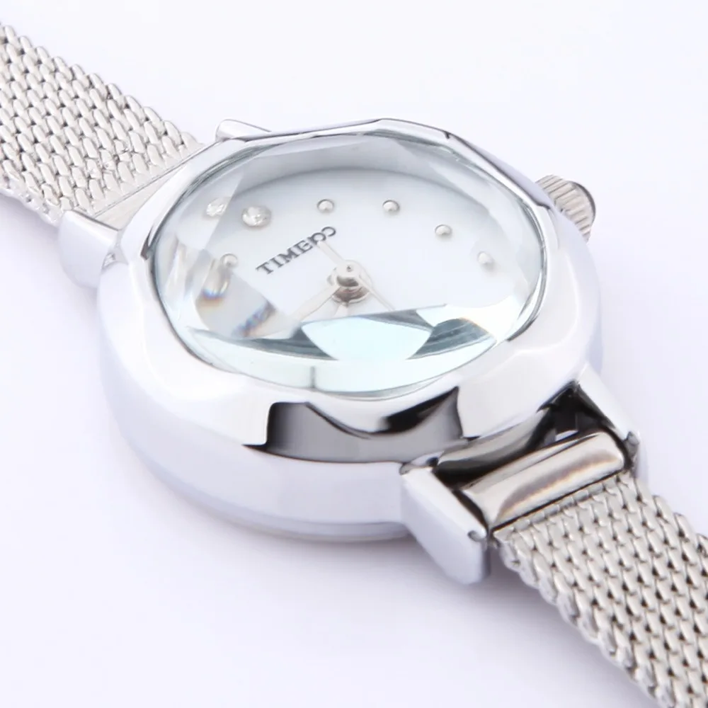 Time100 Женские Кварцевые Часы Тонкий Серебряный Сетка Из Нержавеющей Стали Ремешок