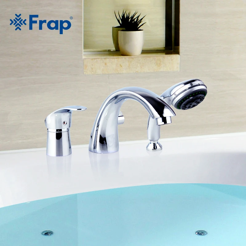 

Frap Three-piece Bathtub Faucet Full Three-hole Separation Split Bath Tub Hot and Cold Water Mixer with Hand Shower F1121