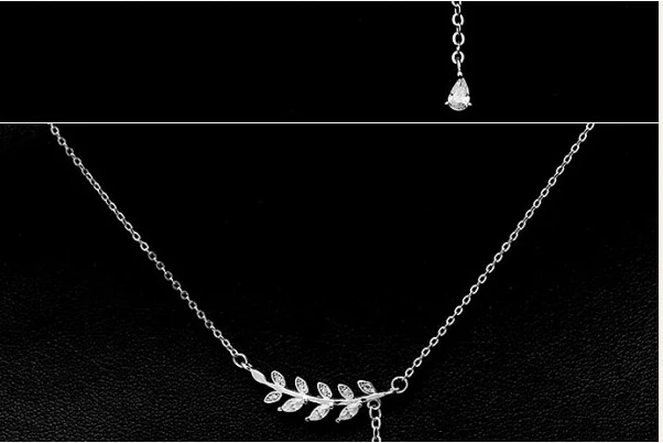 2020 New Luxurious Refinement Leaves Plant Fine Jewelry 925 Sterling Silver Water Drop Statement Necklace For Women Female D210 | Украшения
