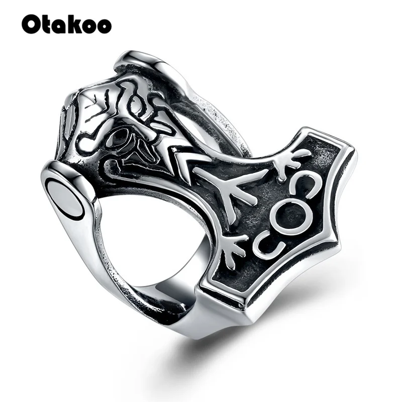 Otakoo этнический символ миф молот Тора кольцо из нержавеющей стали ювелирные