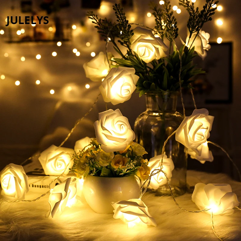 JULELYS 10 м 80 лампочек гирлянда на батарейках светодиодный светильник в виде розы