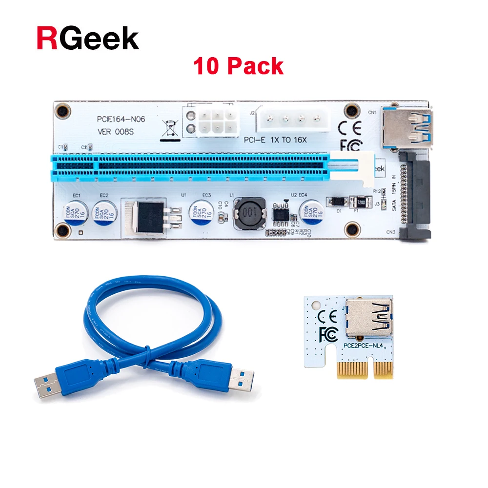 10 шт. Белый 3 в 1 4 Pin 6 sata PCI E Express 1X 4x 8x 16x расширитель USB Riser 008S адаптер карта для BTC Mining|