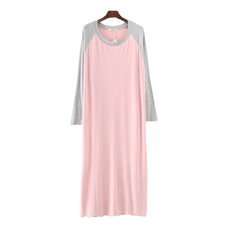 Летнее Новое модальное платье с мозаикой свободная тонкая пижама длинными