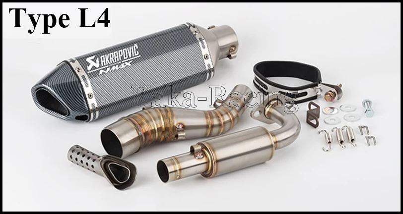 Type L4 Лазерный NMAX Akrapovic мотоцикл глушитель полная система скольжения Модифицированная Соединительная труба для Yamaha NMAX 125 NMAX 155 до - Цвет: Type L4