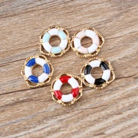 10pcslot drop oil charms life buoy enamel charms alloy pendant fit for bracelet diy fashion jewelry accessories