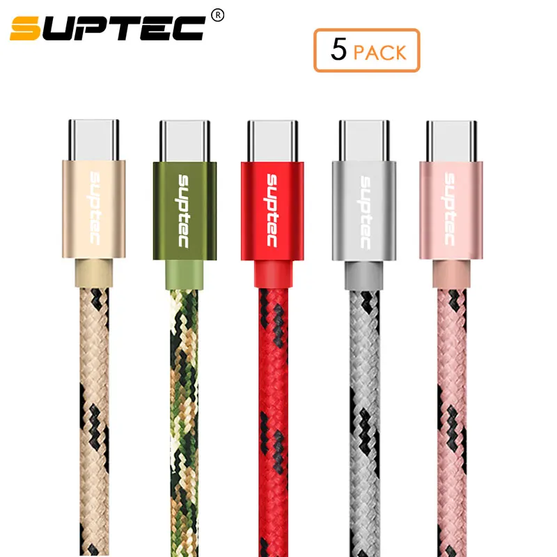 USB Type C кабель SUPTEC 5 упаковок 2 м 3 для Samsung S9 S8 Note 9 2.4A зарядный быстрой зарядки Huawei