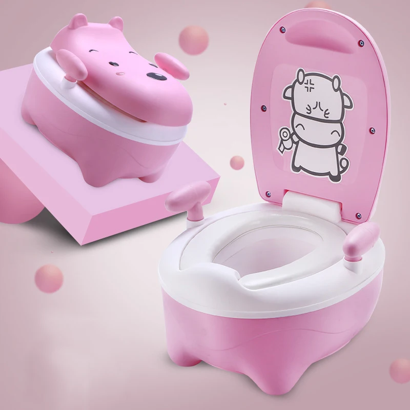 Pink Have Soft Pad Детский горшок, унитаз, Детская тренировочная сковорода, сиденье для унитаза с мультяшным медведем, портативный детский писсуар, удобная спинка, горшки - Цвет: Pink Have Soft Pad