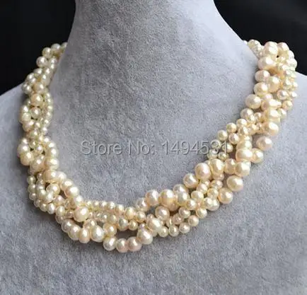 Жемчужные украшения оптом 18 Дюймов 5-8 мм белый цвет ожерелье из натурального