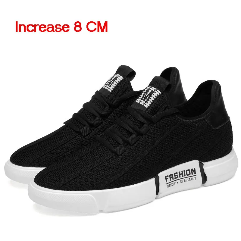 black 8cm Новинка; повседневные сетчатые кроссовки; обувь, увеличивающая рост; дышащая обувь, увеличивающая рост; высота 8 см; Мужская Уличная обувь для отдыха - Цвет: black 8cm