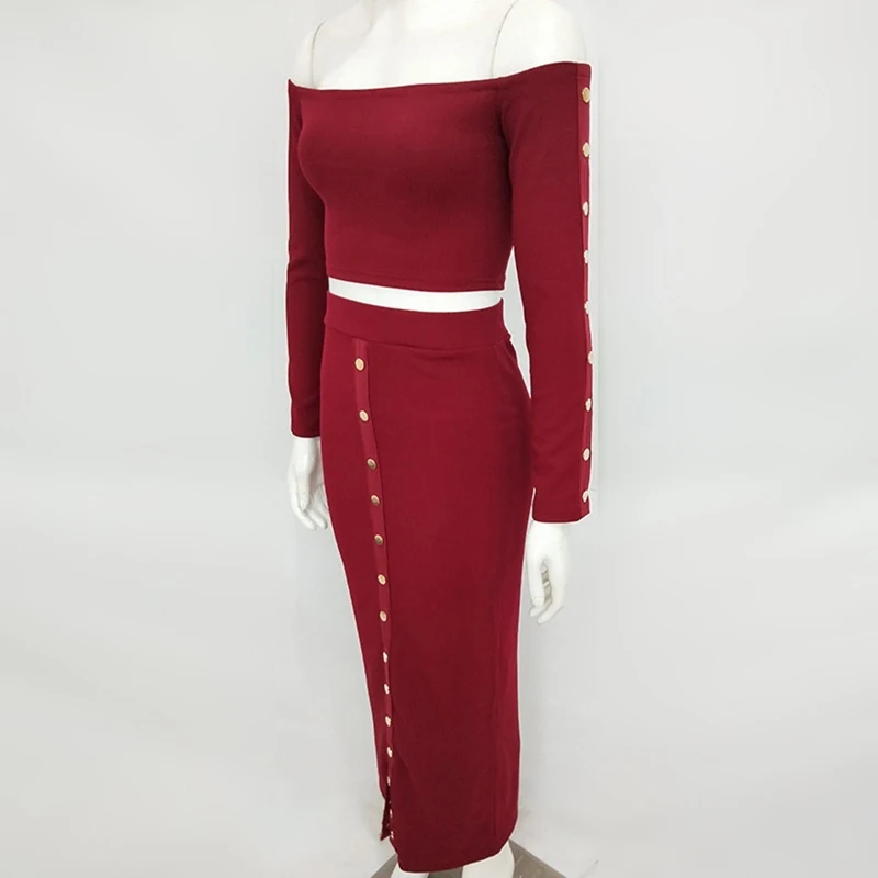 Женские комплекты из 2 предметов модные топы с открытыми плечами + юбка высокой