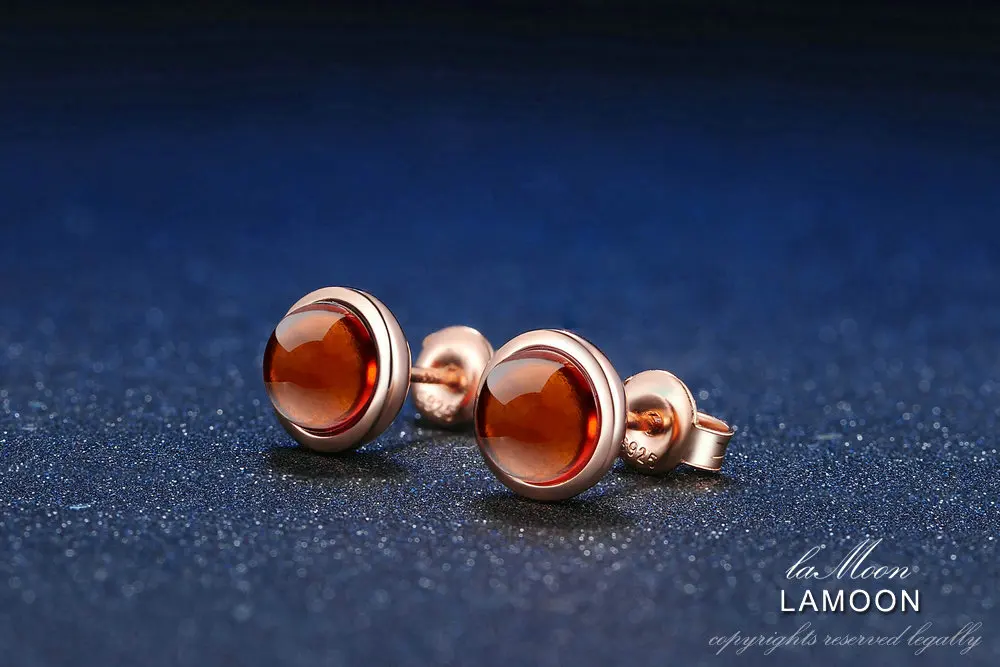 Ламон классический 6 мм 1.1ct натуральный красный гранат 925 пробы серебряные ювелирные изделия серьги гвоздики S925 LMEI022
