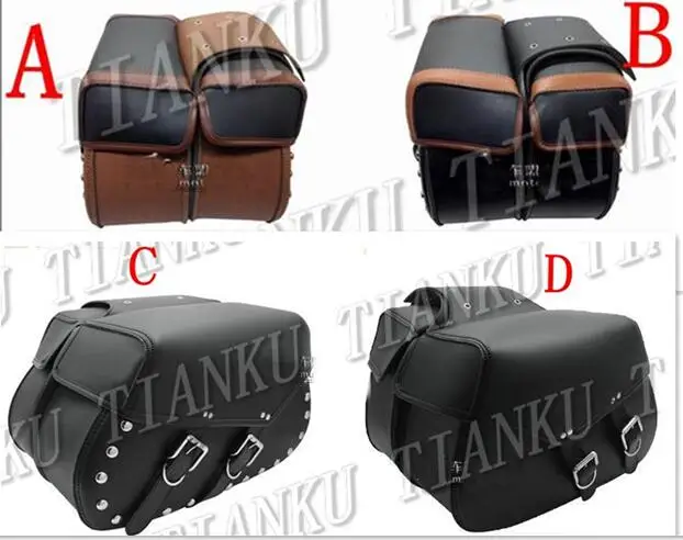 New PU Leather Side Bag Saddle Bags For Honda Yamaha Suzuki Kawasaki Bobber Custom Chopper Cruisers Street Bike |