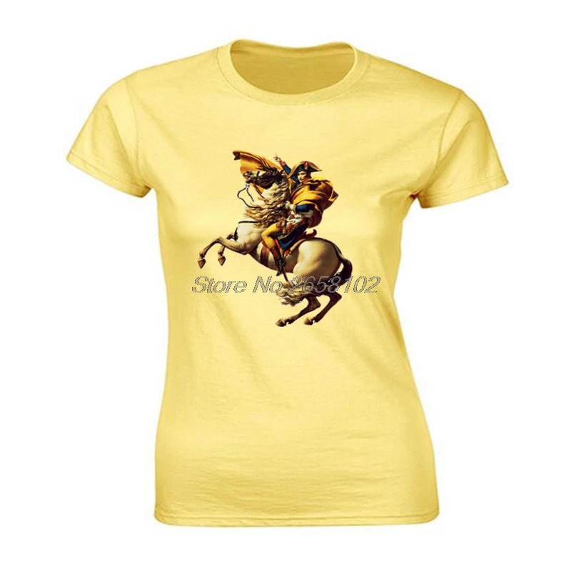 Napoleon Bonaparte Horse Painting T-shirt Women Classic Chic Short Sleeve O-Neck Cotton Tops Cool Tee Shirt Streetwear | Женская одежда